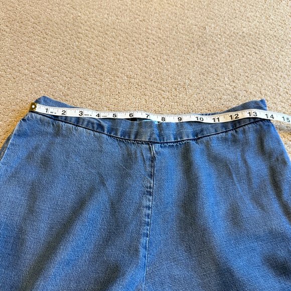 J McLaughlin Pant Chambray Wide Leg Crop Lyocell Linen Boho Coastal Grandma Sz 4 - Picture 4 of 11